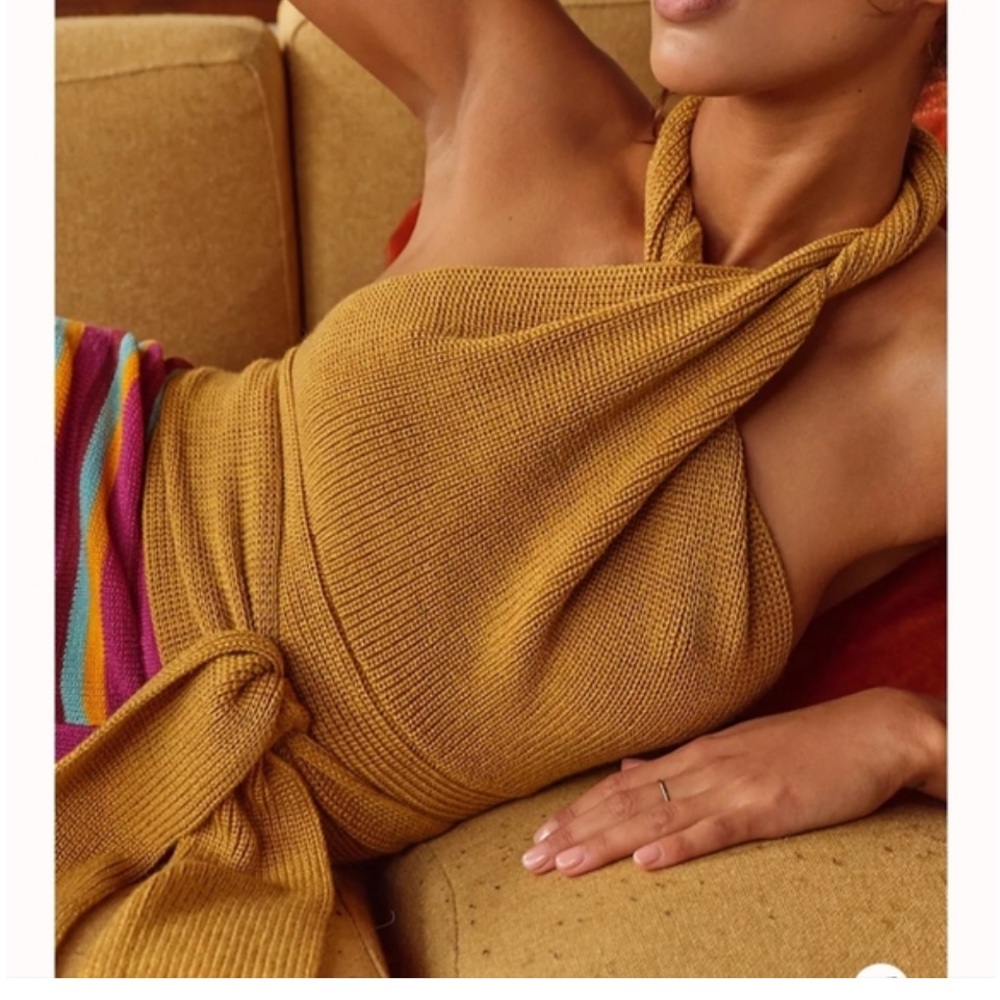 Free People Mustard Halter Top size small